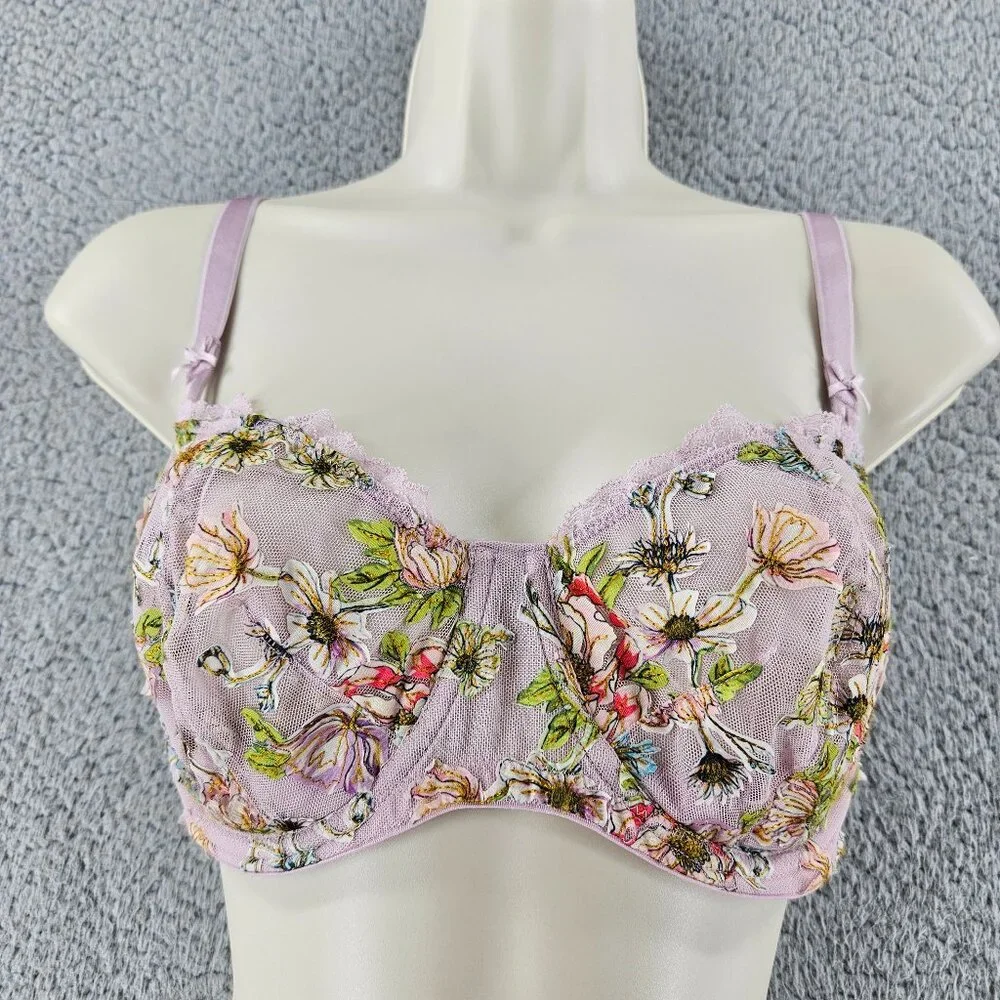 Victorias Secret Bra Womens 36DD Pink Floral Dream Angels Underwire Unlined